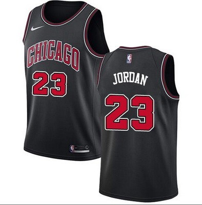 Men's Chicago Bulls #23 Michael Jordan Black Icon Hot Press Jersey