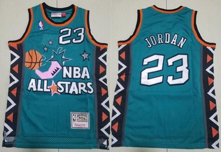 Men's Chicago Bulls #23 Michael Jordan Blue 1996 All Star Throwback Swingman Jersey