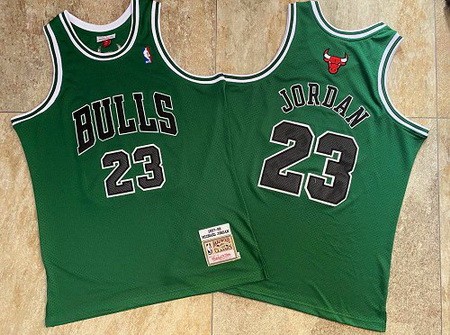 Men's Chicago Bulls #23 Michael Jordan Green 1997 Throwback Authentic Jersey