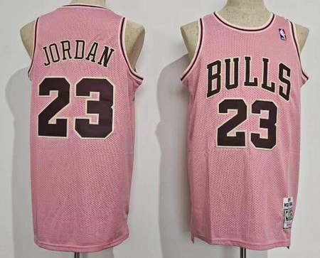 Men's Chicago Bulls #23 Michael Jordan Pink Throwback Swingman Jersey