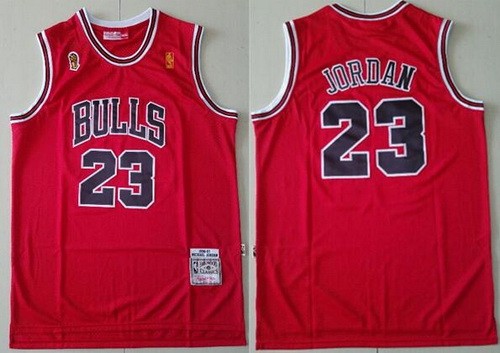 Men's Chicago Bulls #23 Michael Jordan Red 1996 Champions Swingman Jersey