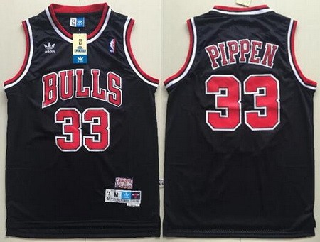 Men's Chicago Bulls #33 Scottie Pippen Black Hollywood Classic Throwback Swingman Jersey