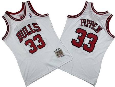 Men's Chicago Bulls #33 Scottie Pippen White 1997 Throwback Swingman Jersey