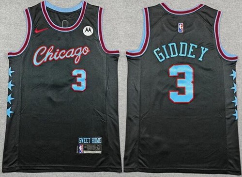 Men's Chicago Bulls #3 Josh Giddey Black 2025 City Sponsor Swingman Jersey