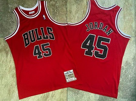 Men's Chicago Bulls #45 Michael Jordan Red 1994 Throwback Authentic Jersey