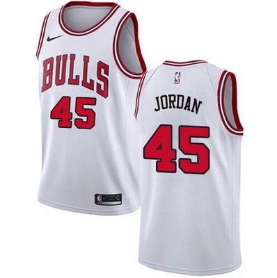 Men's Chicago Bulls #45 Michael Jordan White Icon Hot Press Jersey
