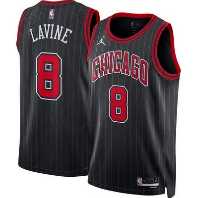 Men's Chicago Bulls #8 Zach Lavine Black 2022 Statement Icon Heat Press Jersey