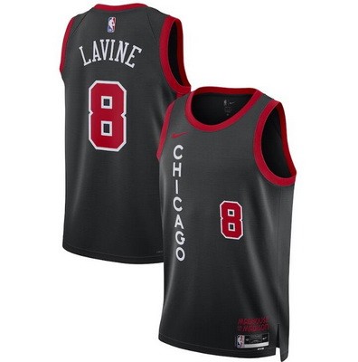 Men's Chicago Bulls #8 Zach Lavine Black 2023 City Icon Heat Press Jersey