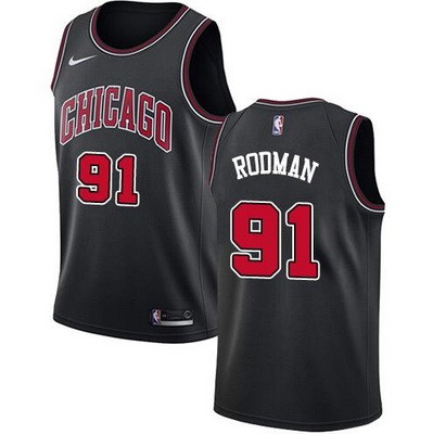 Men's Chicago Bulls #91 Dennis Rodman Black Icon Hot Press Jersey