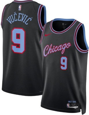 Men's Chicago Bulls #9 Nikola Vucevic Black 2025 City Heat Press Jersey