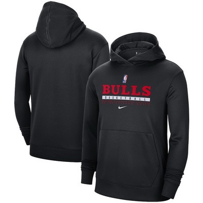 Men's Chicago Bulls Black Spotlight On Court Practice Performance Pullover Hoodie