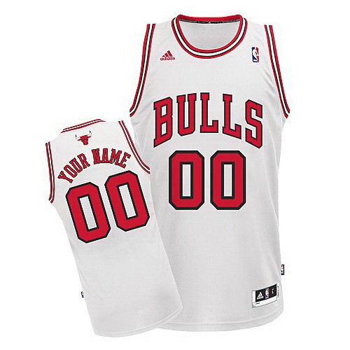 Men's Chicago Bulls Customized White Swingman Adidas Jersey