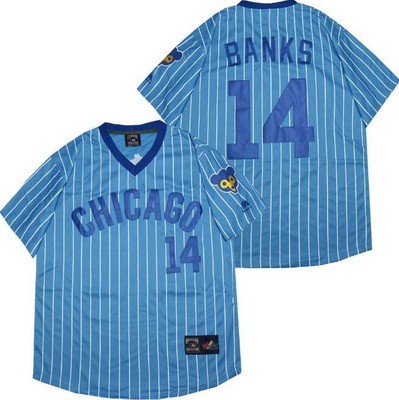 Men's Chicago Cubs #14 Ernie Banks Blue 1978 Turn Back The Clock Jersey