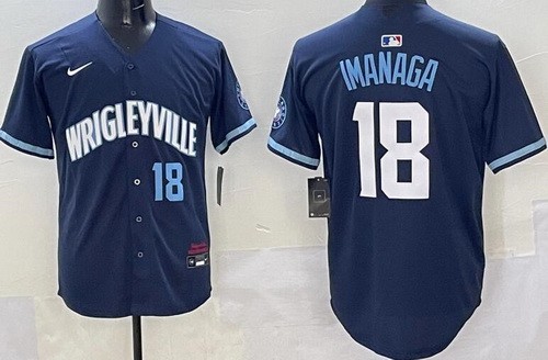 Men's Chicago Cubs #18 Shota Imanaga Navy City Limited Jersey