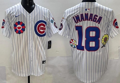 Men's Chicago Cubs #18 Shota Imanaga White Flower 2025 Tokyo Series Limited Jersey
