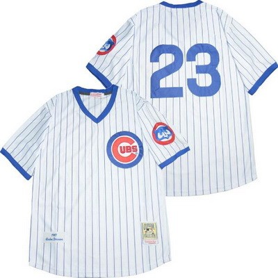 Men's Chicago Cubs #23 Ryne Sandberg White 1987 Throwback Jersey