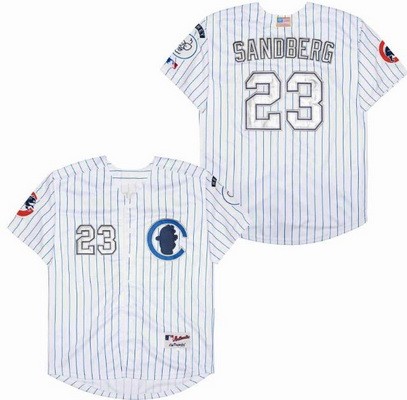 Men's Chicago Cubs #23 Ryne Sandberg White Turn Back The Clock Jersey