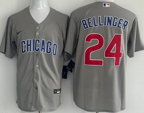 Men's Chicago Cubs #24 Cody Bellinger Gray Cool Base Jersey