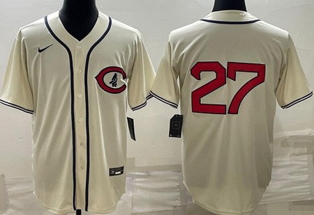 Men's Chicago Cubs #27 Seiya Suzuki Cream 2022 Field of Dreams Cool Base Jersey