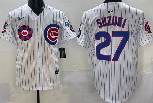 Men's Chicago Cubs #27 Seiya Suzuki White 2025 Tokyo Series Limited Jersey