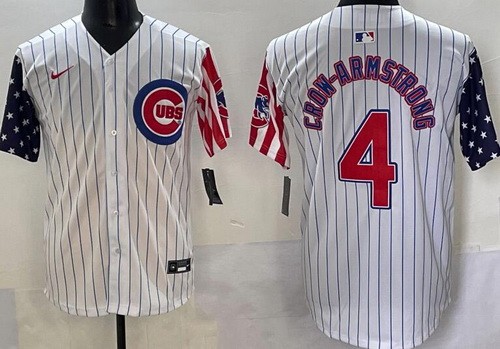 Men's Chicago Cubs #4 Pete Crow Armstrong White USA Limited Jersey