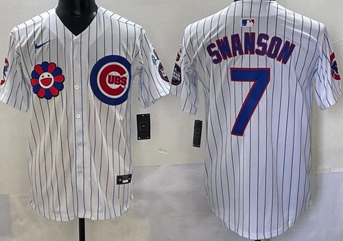 Men's Chicago Cubs #7 Dansby Swanson White 2025 Tokyo Series Limited Jersey
