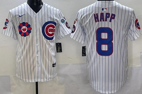 Men's Chicago Cubs #8 Ian Happ White 2025 Tokyo Series Limited Jersey