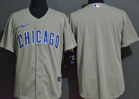 Men's Chicago Cubs Blank Gray Cool Base Jersey