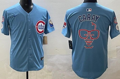 Men's Chicago Cubs Caray Baby Blue Fashion Limited Jersey