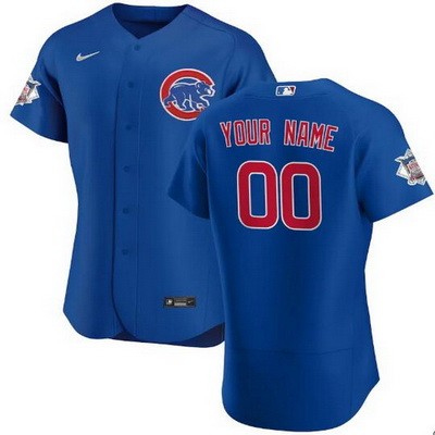 Men's Chicago Cubs Customized Blue Alternate 2020 FlexBase Jersey