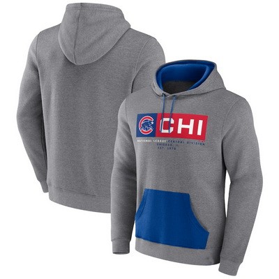 Men's Chicago Cubs Gray Iconic Steppin Up Fleece Pullover Hoodie