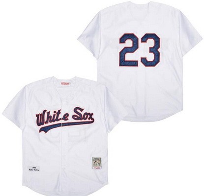 Men's Chicago White Sox #23 Robin Ventura White 1990 Throwback Jersey
