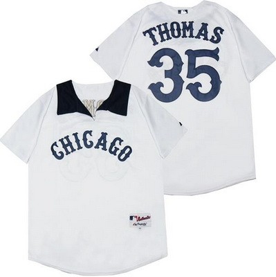 Men's Chicago White Sox #35 Frank Thomas White 1976 Turn Back The Clock Jersey