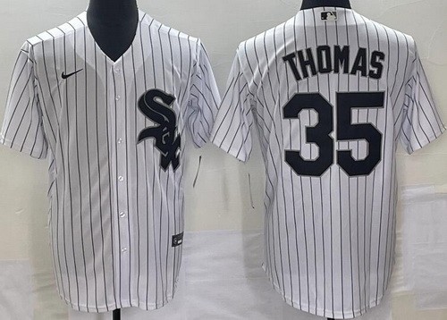 Men's Chicago White Sox #35 Frank Thomas White Cool Base Jersey