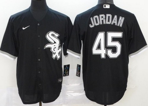 Men's Chicago White Sox #45 Michael Jordan Black 2020 Cool Base Jersey