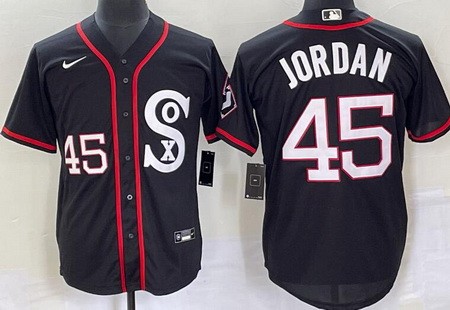 Men's Chicago White Sox #45 Michael Jordan Black Alternate Cool Base Jersey