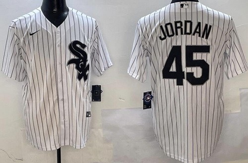 Men's Chicago White Sox #45 Michael Jordan White Cool Base Jersey