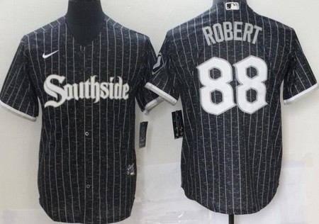 Men's Chicago White Sox #88 Luis Robert Black 2021 City Cool Base Jersey