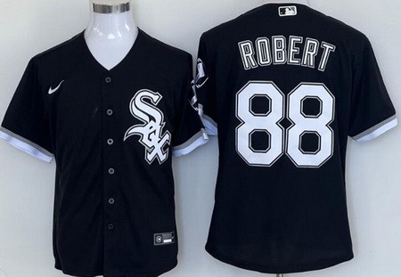 Men's Chicago White Sox #88 Luis Robert Black Cool Base Jersey