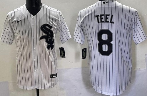 Men's Chicago White Sox #8 Kyle Teel White Cool Base Jersey