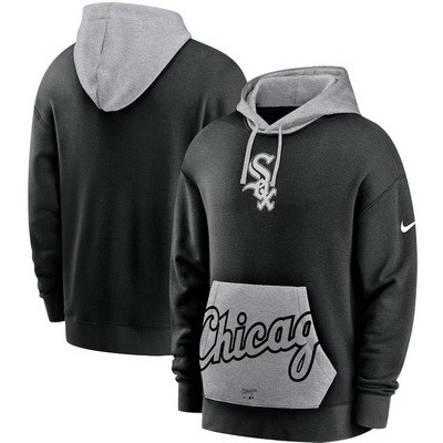 Men's Chicago White Sox Black Heritage Tri Blend Pullover Hoodie