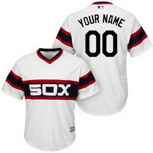 Men's Chicago White Sox Customized White Throwback Cool Base Jersey