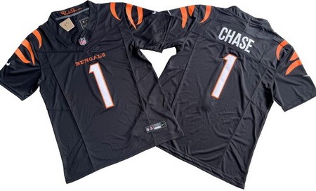 Men's Cincinnati Bengals #1 Ja'Marr Chase Limited Black FUSE Vapor Jersey