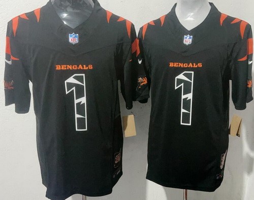 Men's Cincinnati Bengals #1 Ja'Marr Chase Limited Black Fashion FUSE Vapor Jersey
