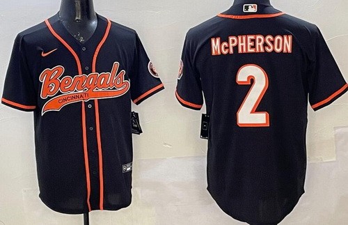 Men's Cincinnati Bengals #2 Evan McPherson Limited Black Baseball Jersey