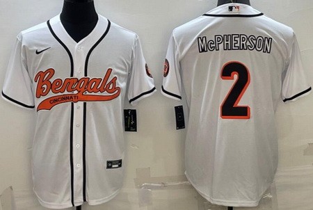 Men's Cincinnati Bengals #2 Evan McPherson Limited White Baseball Jersey