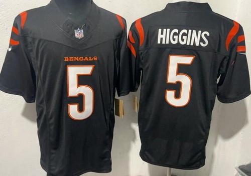 Men's Cincinnati Bengals #5 Tee Higgins Limited Black FUSE Vapor Jersey