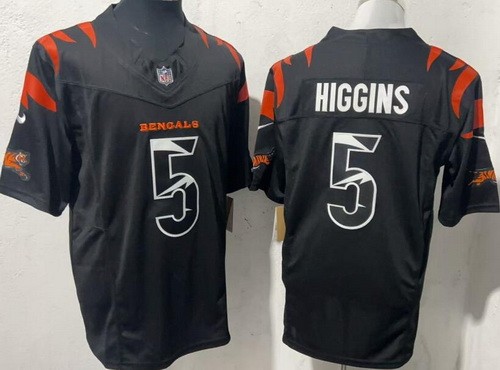 Men's Cincinnati Bengals #5 Tee Higgins Limited Black Fashion FUSE Vapor Jersey
