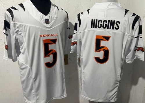 Men's Cincinnati Bengals #5 Tee Higgins Limited White Fashion FUSE Vapor Jersey
