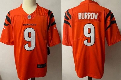 Men's Cincinnati Bengals #9 Joe Burrow Limited Orange 2021 Vapor Untouchable Jersey